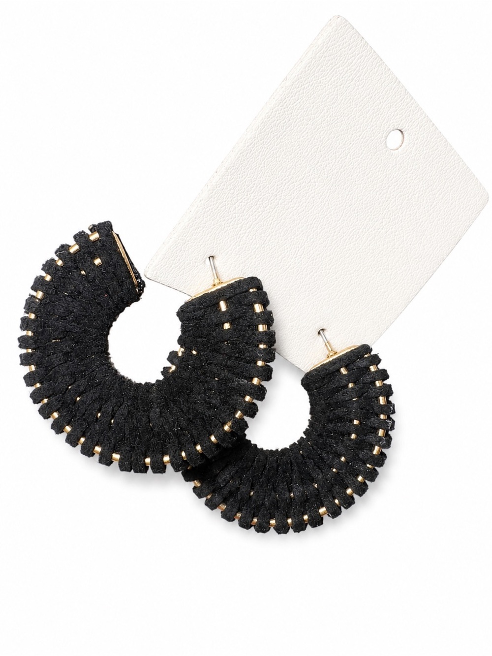 Free People Black Woven Hoop Earrings